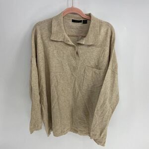 RDI Collared quarter button polo Cream Oversize Knit Sweater Womens Medium NWT